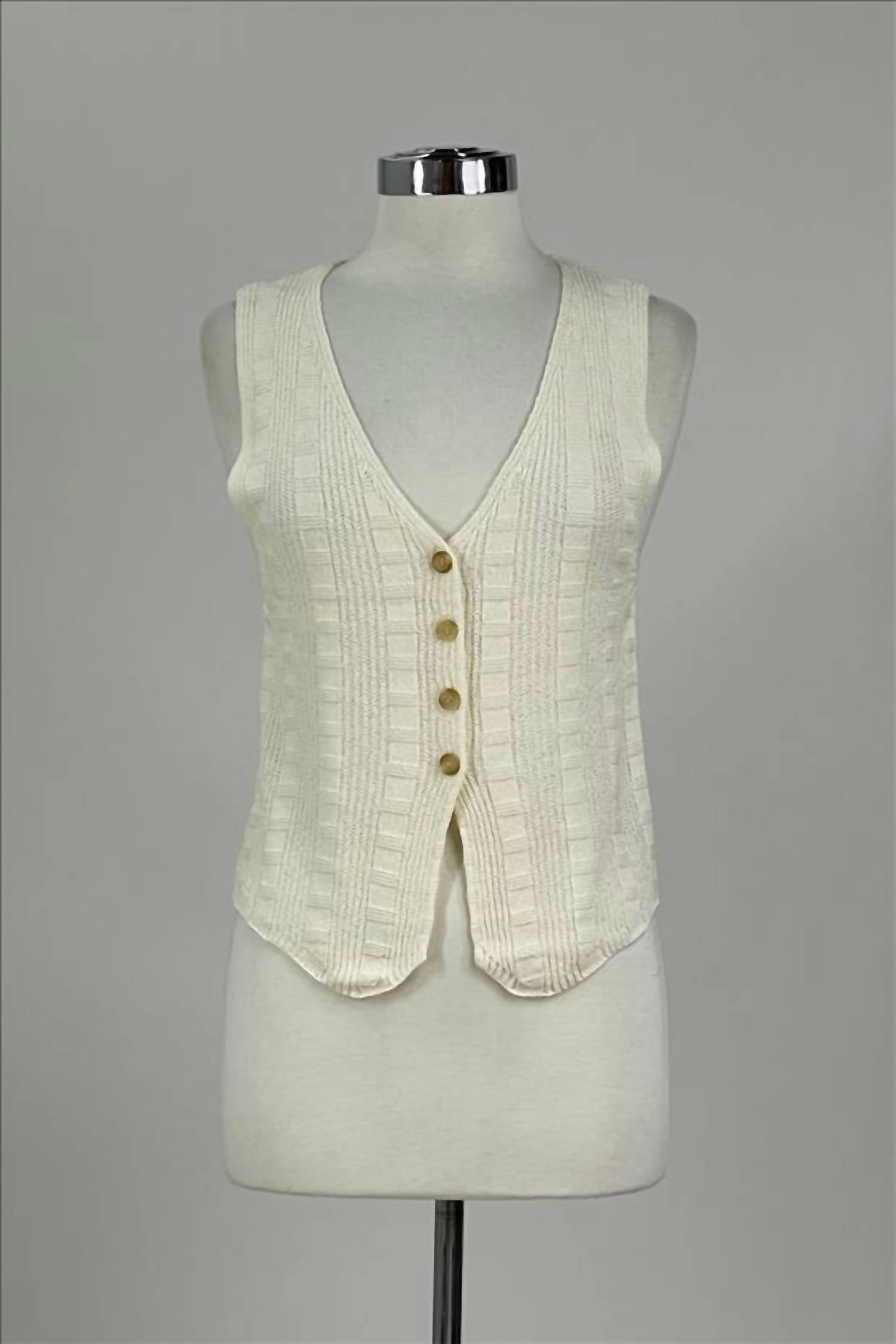 By Together Lori Knit Sweater Vest in cream - women's jacket - alternate view