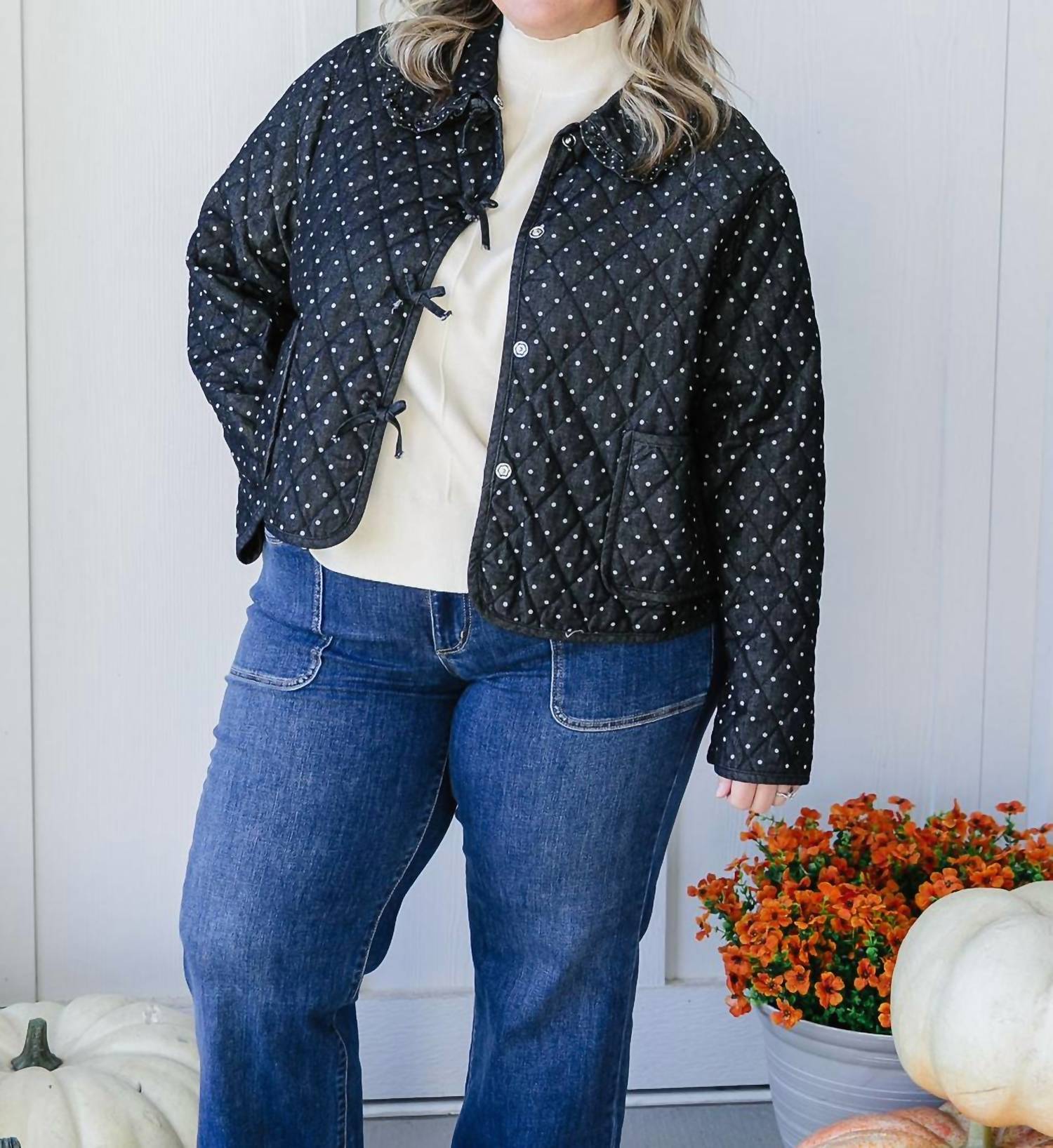 Polygram Miley Polka Dots Quilted Jacket in black - women's jacket - view 6