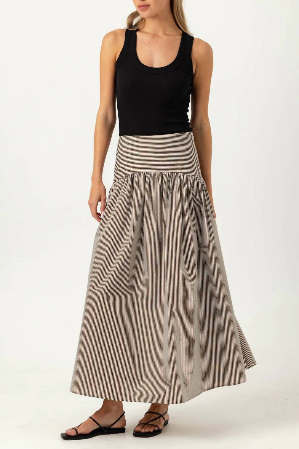 Celeste - Stripe Lurex Midi Skirt