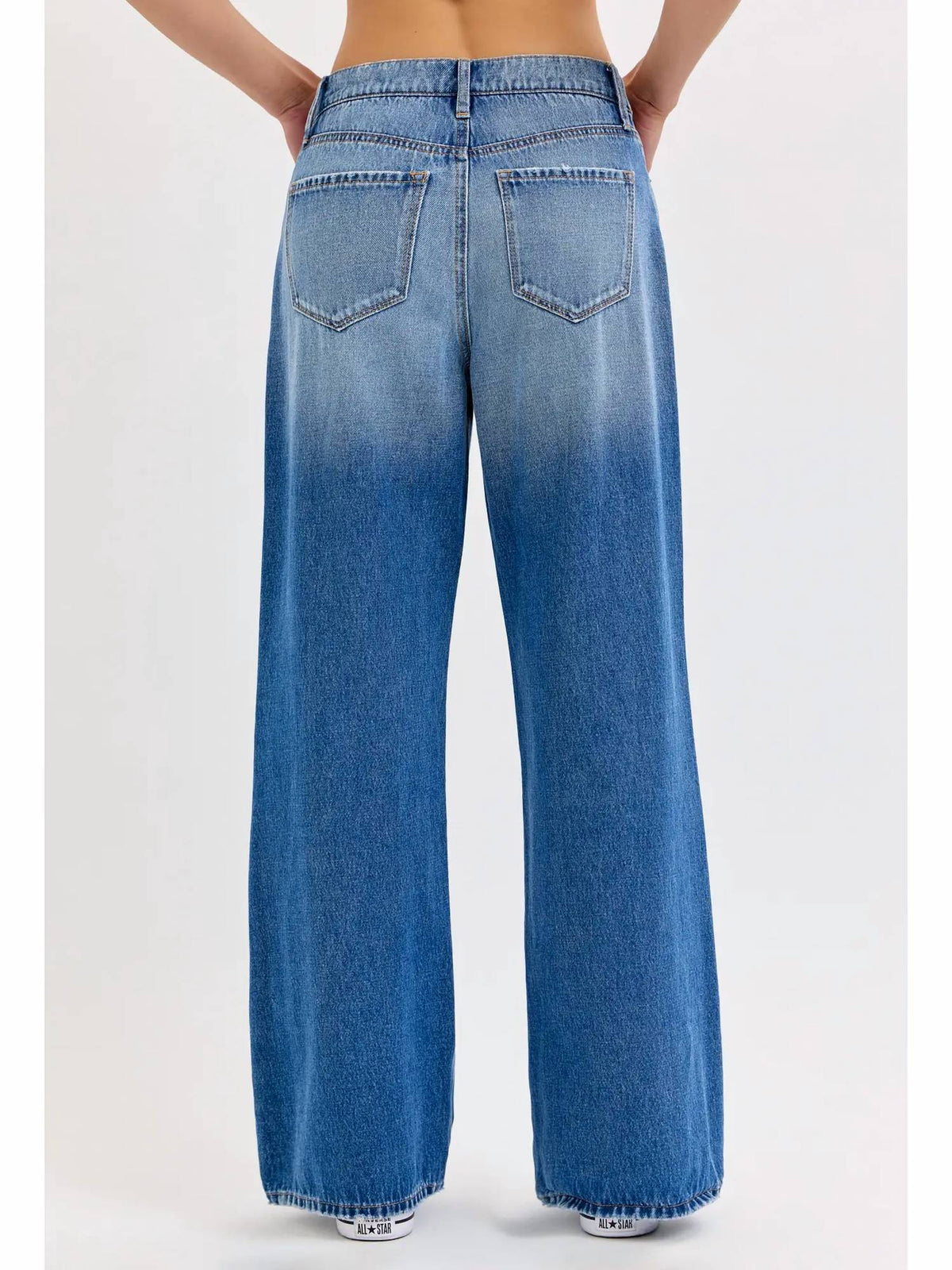 Cello - Folded Waistband Wide Leg Jeans