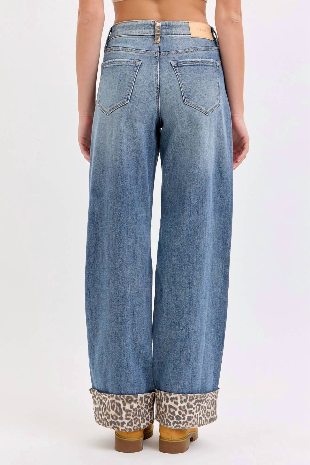 Cello - Mid Rise Jeans With Leopard Cuff