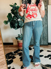 Cello - Pin Stripe Flare Jeans