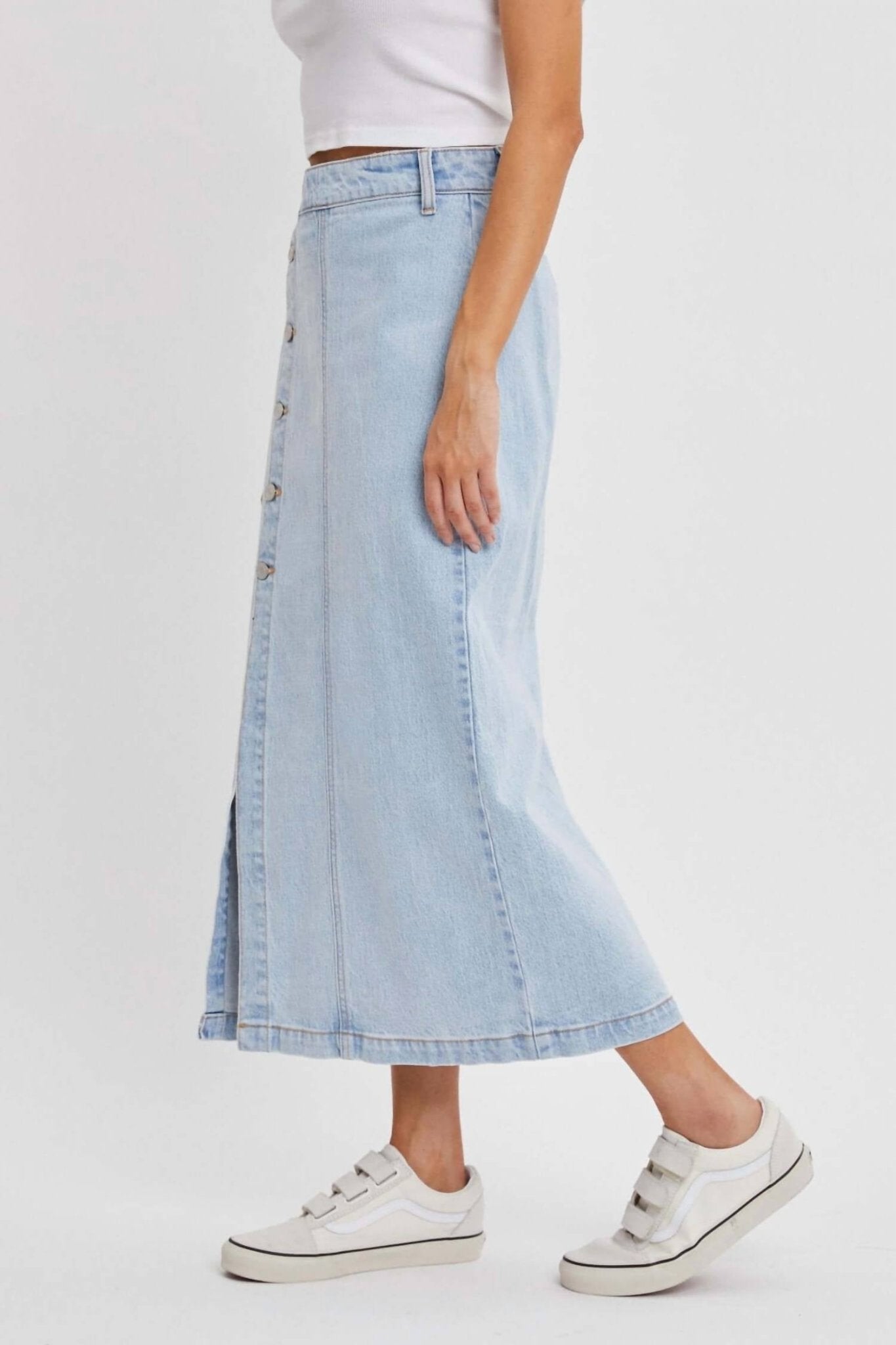 Cello - Sammy Denim Midi Skirt - blue - clothing - long - skirts