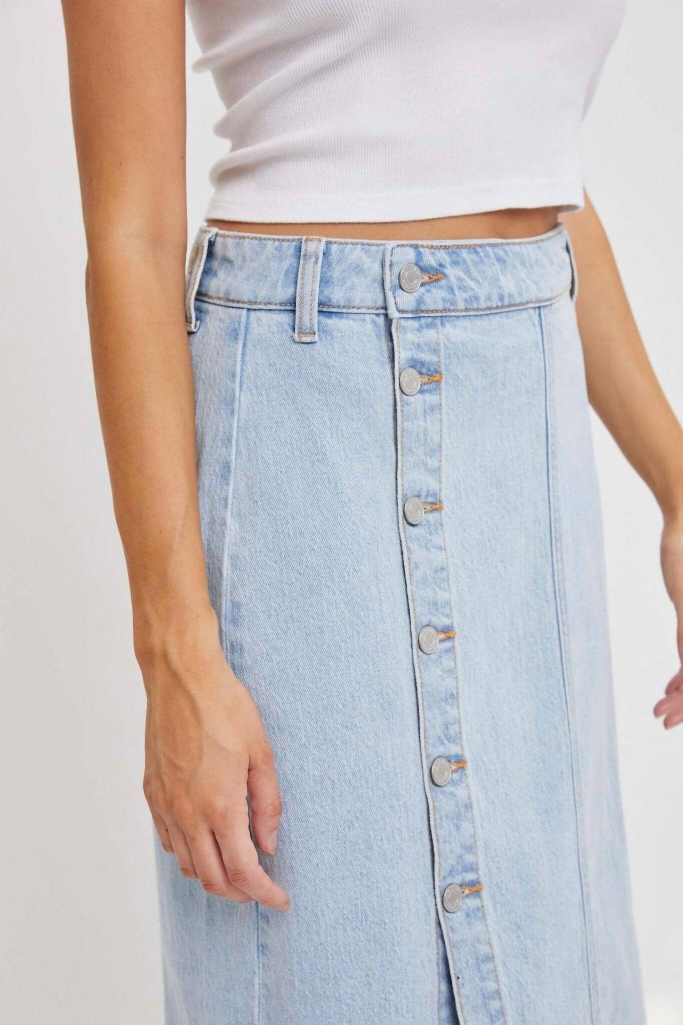 Cello - Sammy Denim Midi Skirt - blue - clothing - long - skirts