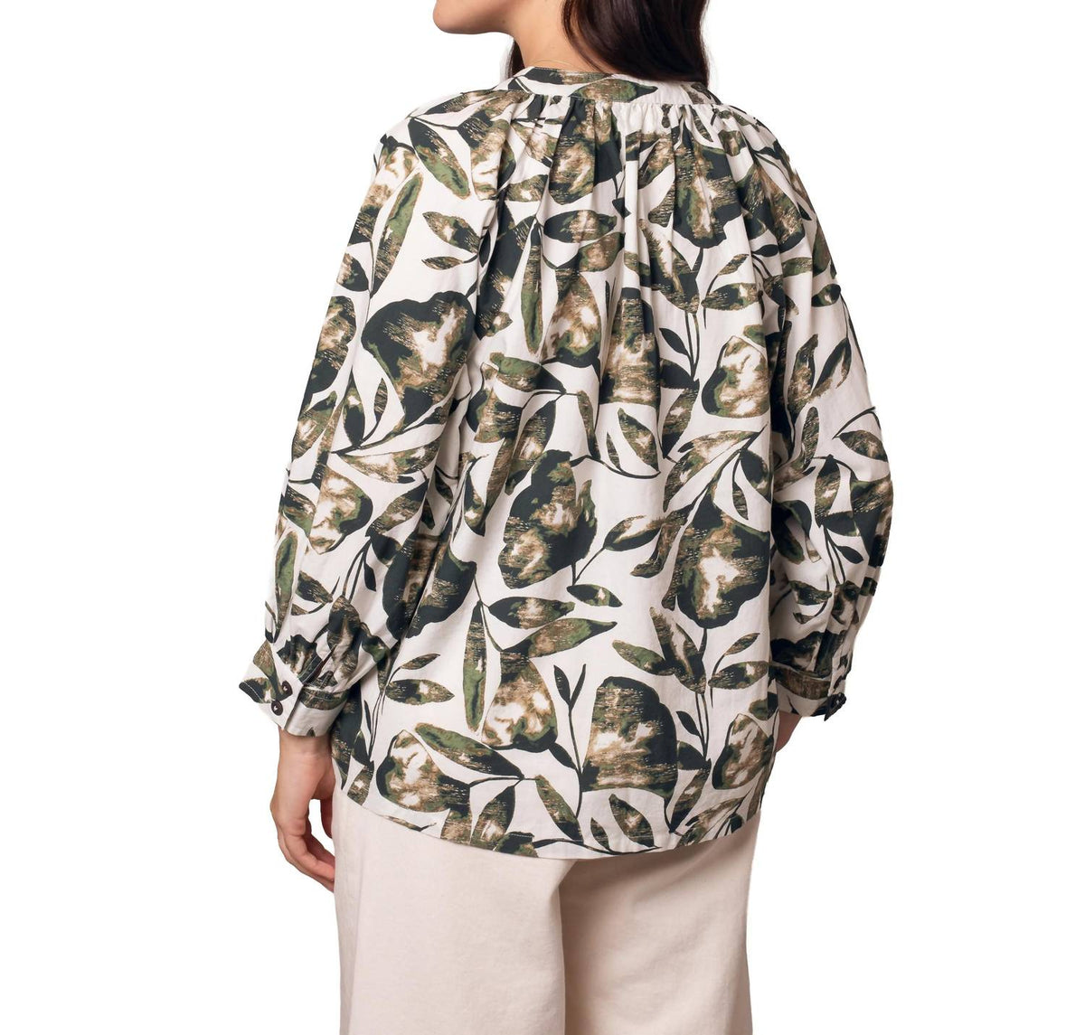 Celtic & Co. - Relaxed Cotton Printed V-Neck Blouse