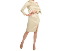 Cenia - Asymmetric Scarf Collar Sheath Dress - clothing - dresses - gold