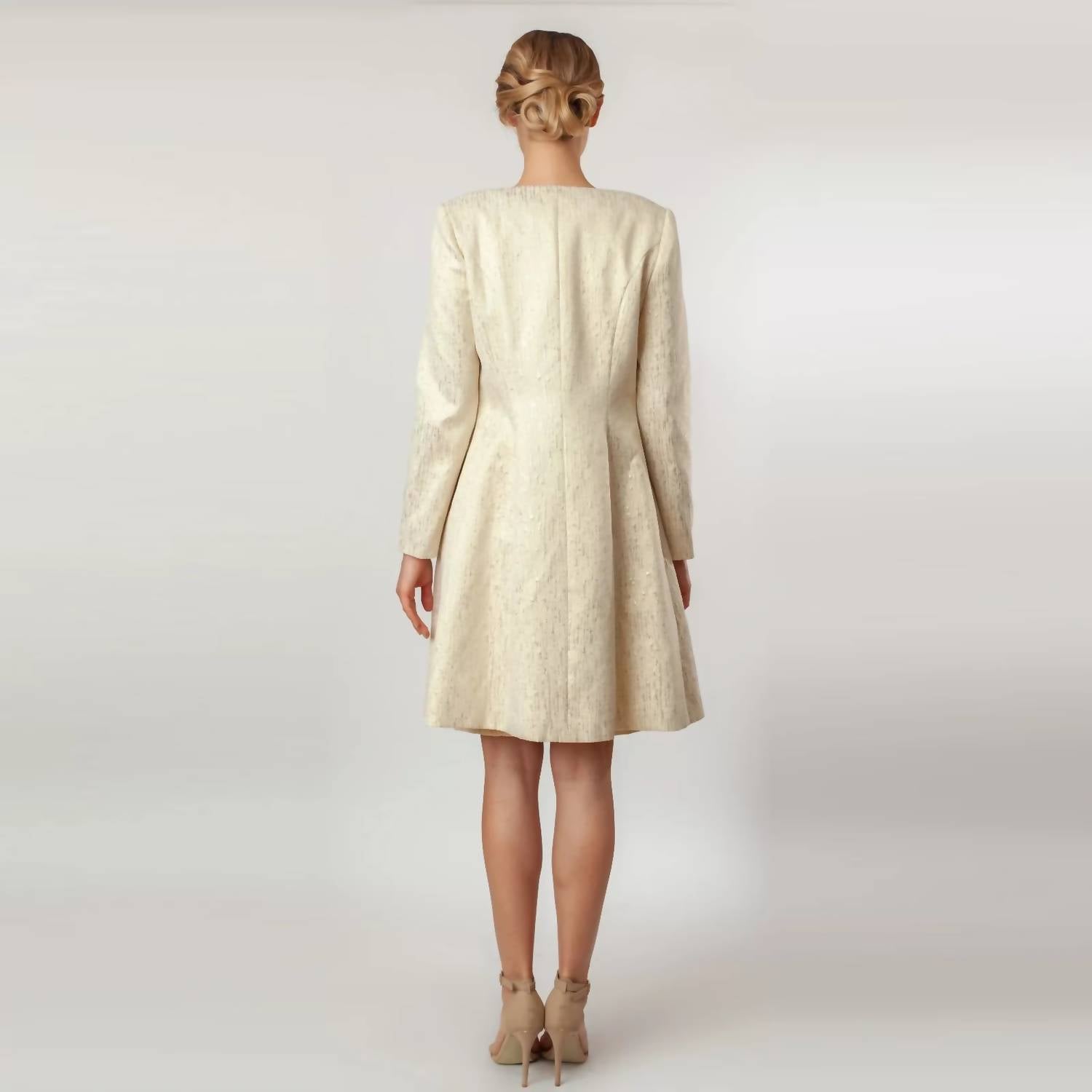 Cenia - Scalloped Fly - away Topper + Sheath Dress - clothing - dresses - gold