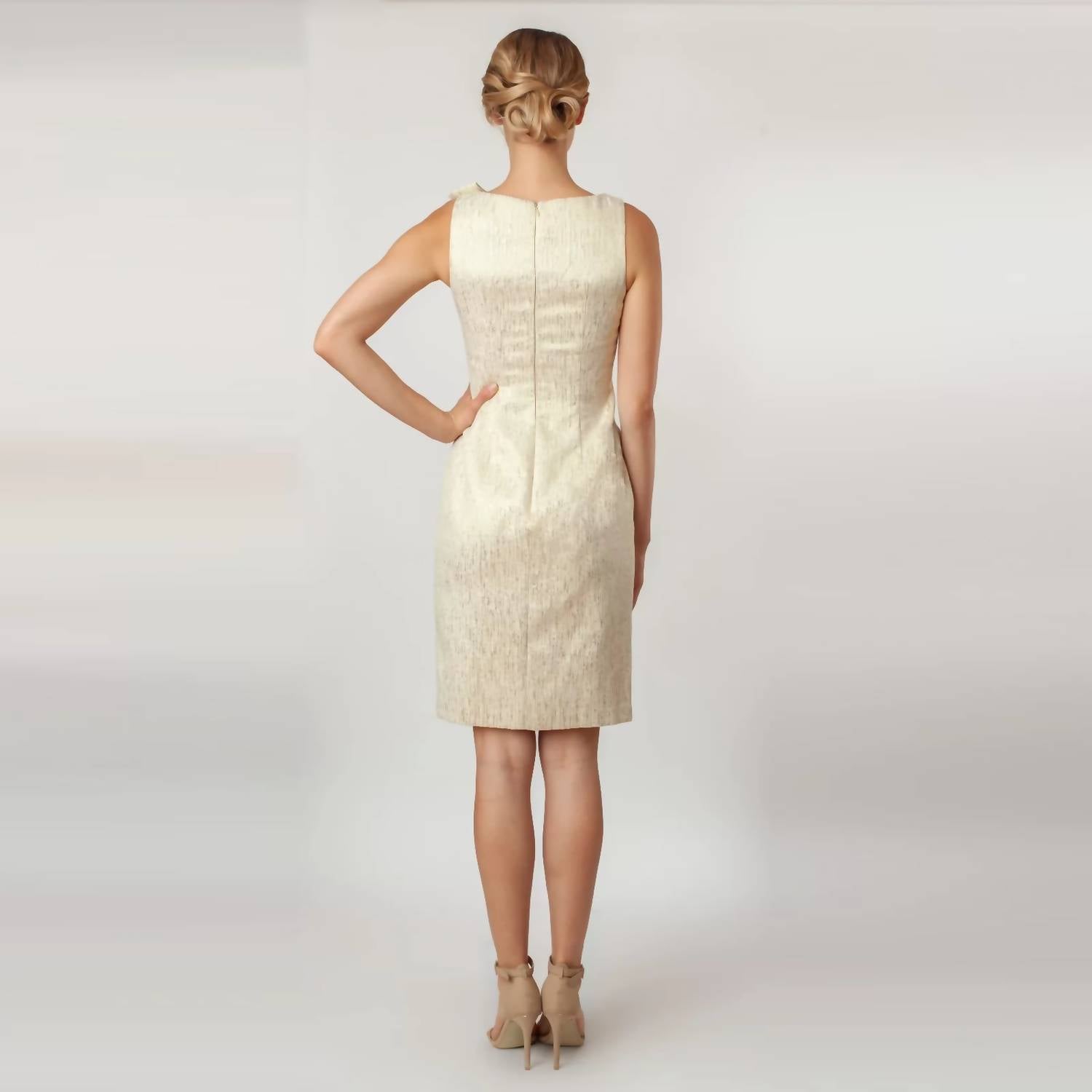 Cenia - Scalloped Fly - away Topper + Sheath Dress - clothing - dresses - gold