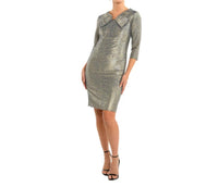 Cenia - Turn Back Collar Sheath Dress - clothing - dresses - gold