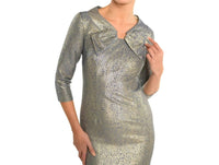 Cenia - Turn Back Collar Sheath Dress - clothing - dresses - gold