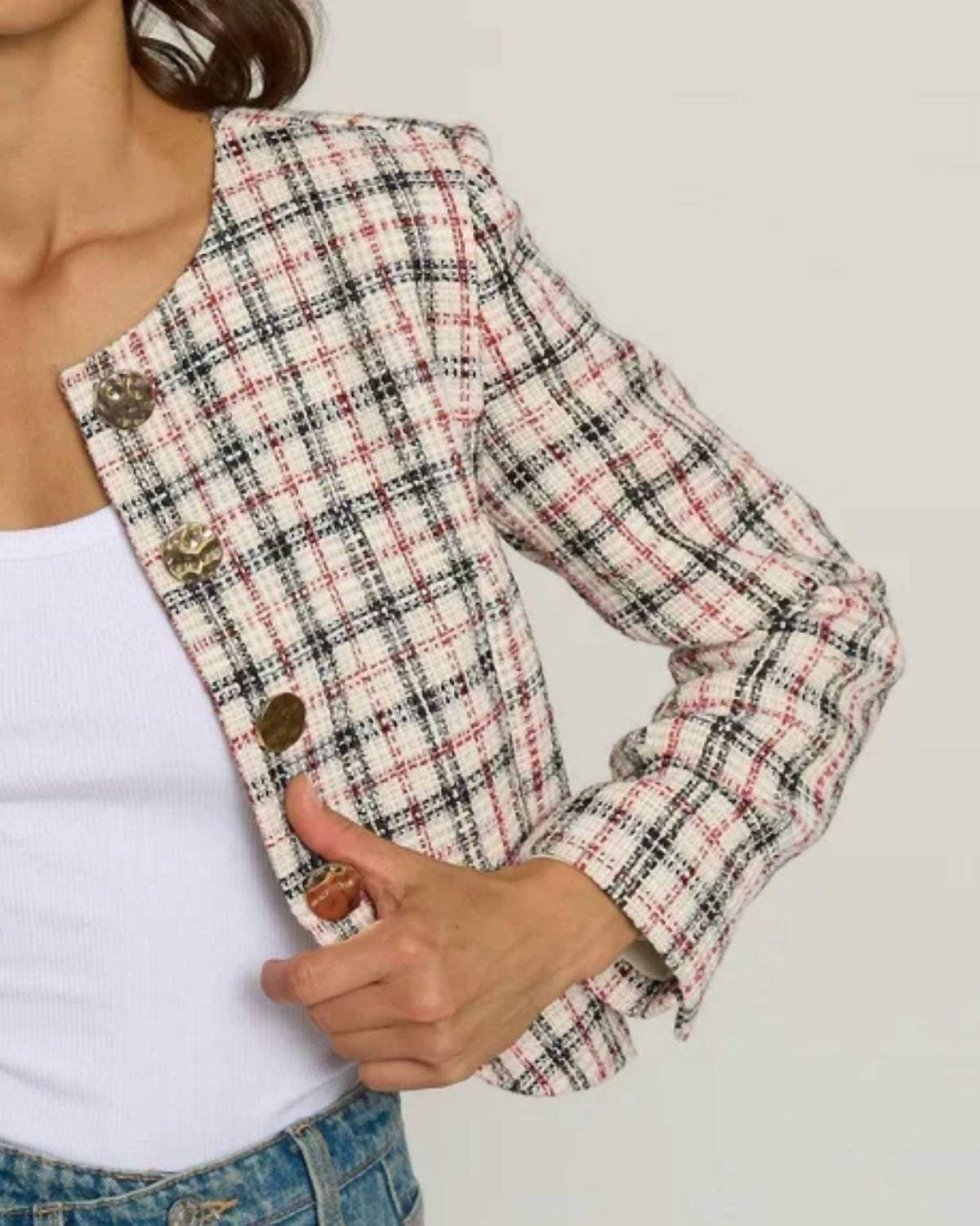 Central Park West - Big Button Collarless Jacket