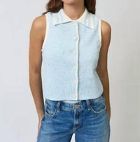 Central Park West - Celeste Tweed Yarn Collard Top