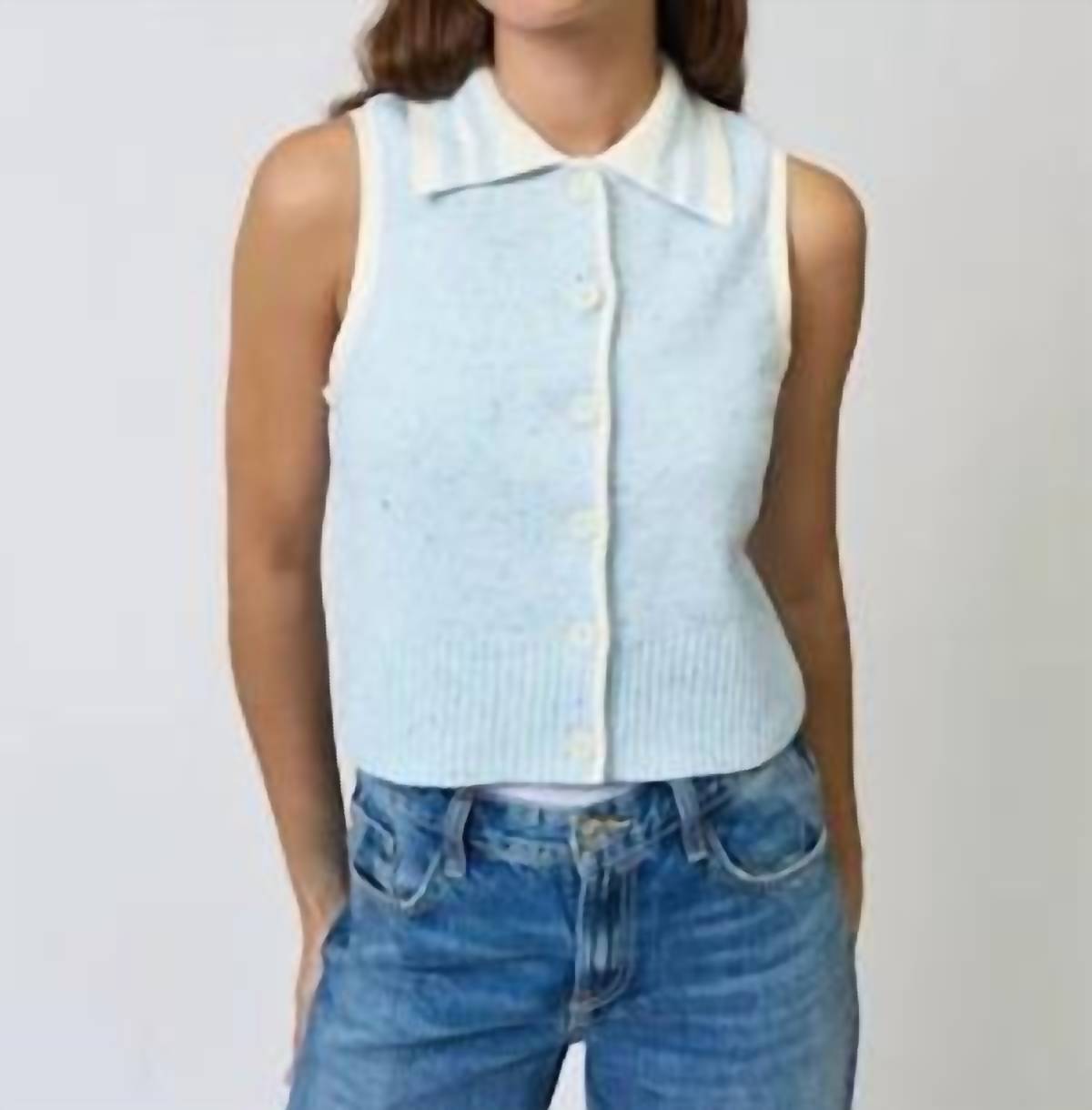 Central Park West - Celeste Tweed Yarn Collard Top