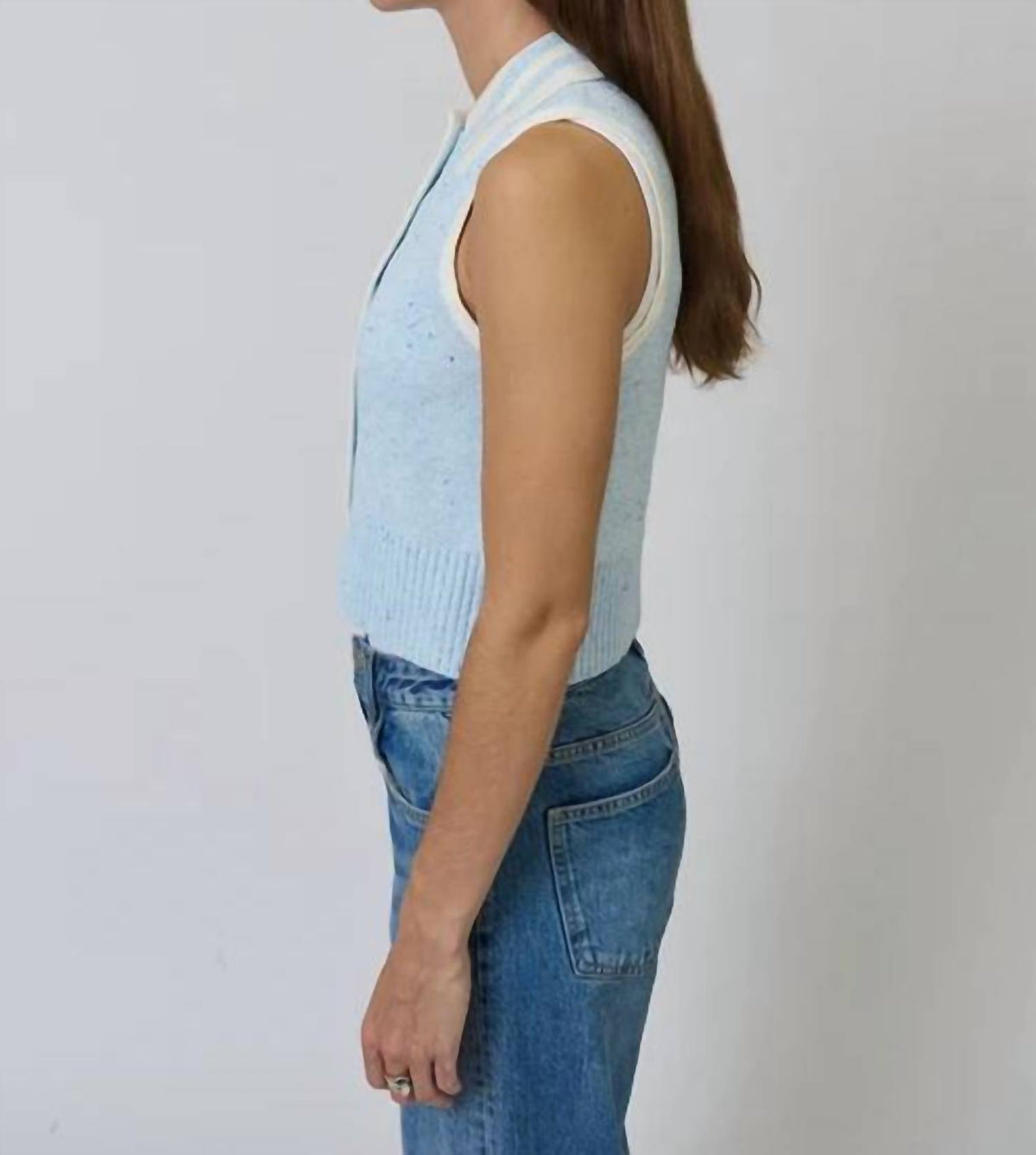 Central Park West - Celeste Tweed Yarn Collard Top