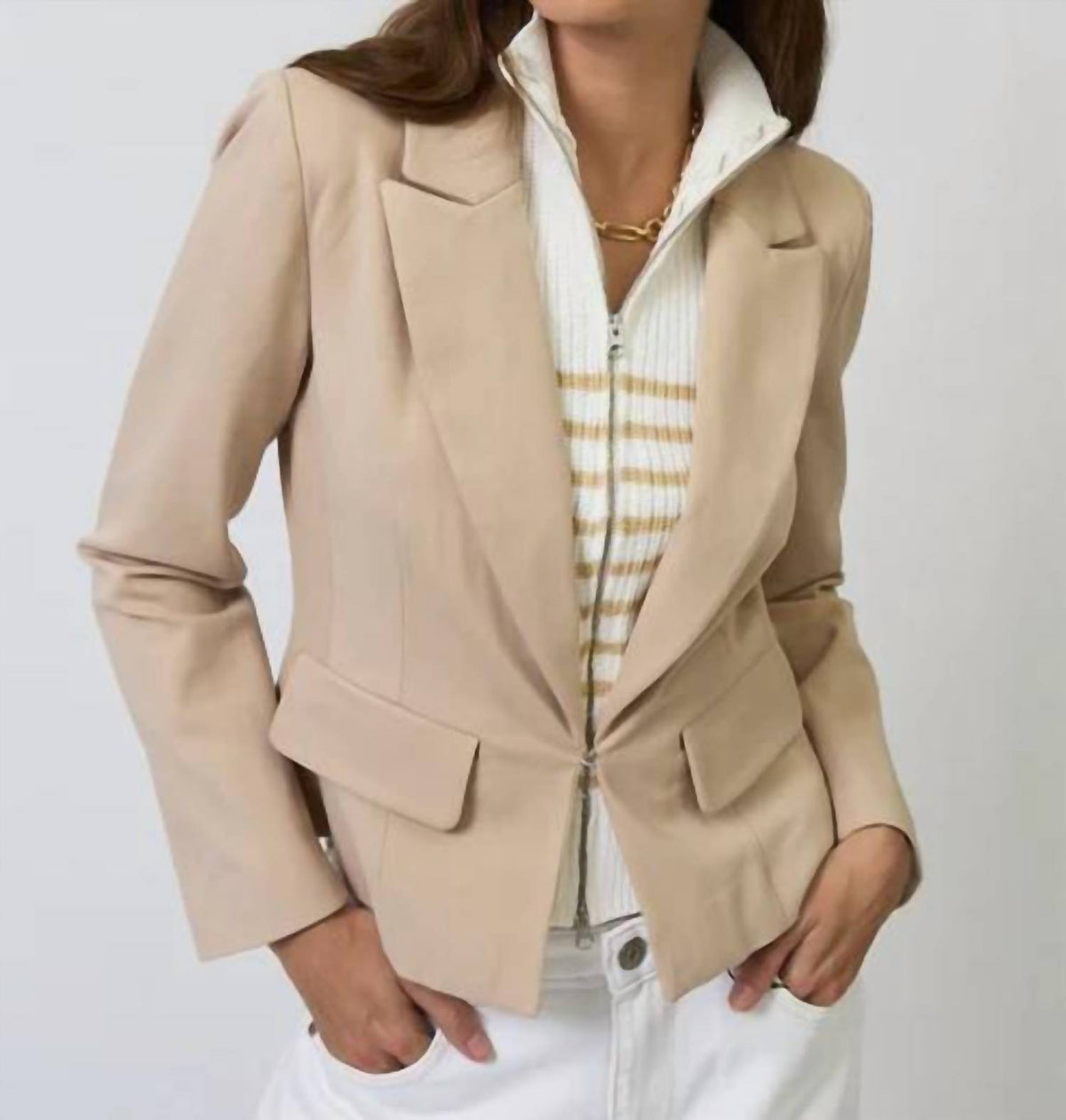 Central Park West - Chloe Nautical Stripe Sweater Dickey Jacket