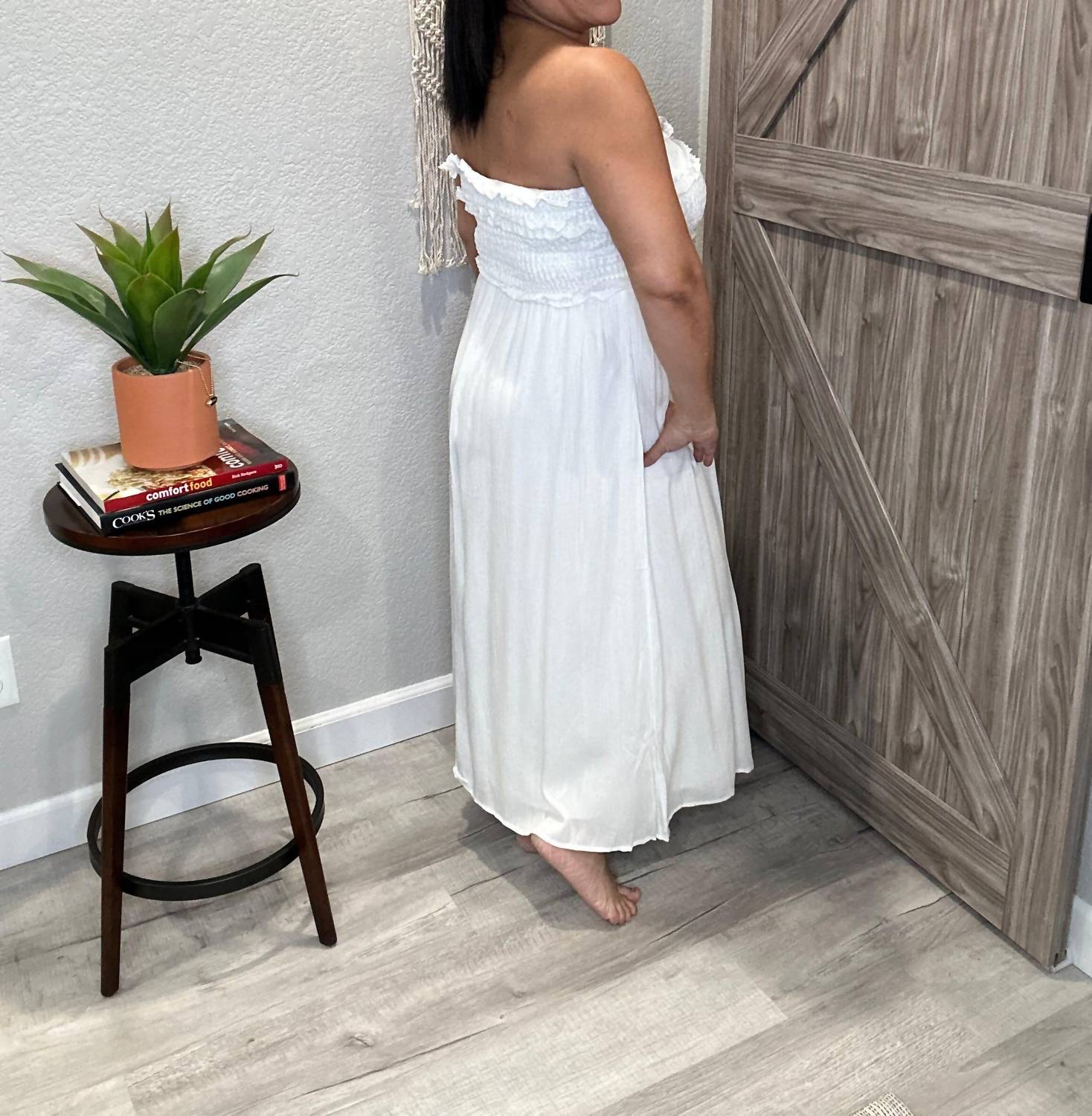 Ces Femme - Strapless Smocked Top Midi Dress - clothing - dresses - midi