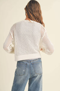 Miou Muse - Crochet Knitted Button Down Cardigan