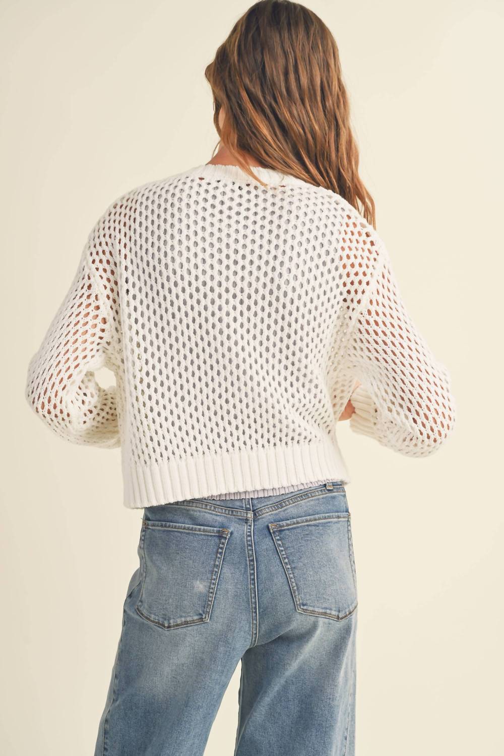 Miou Muse - Crochet Knitted Button Down Cardigan