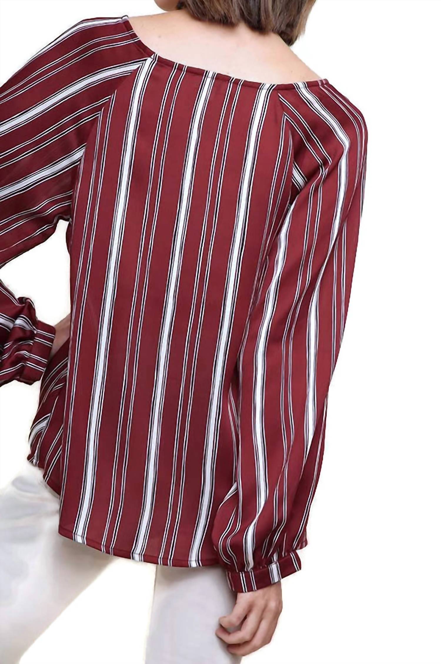 Umgee - Striped Gathered Blouse