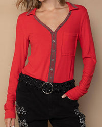 Pol - Vneck Ribbed Top