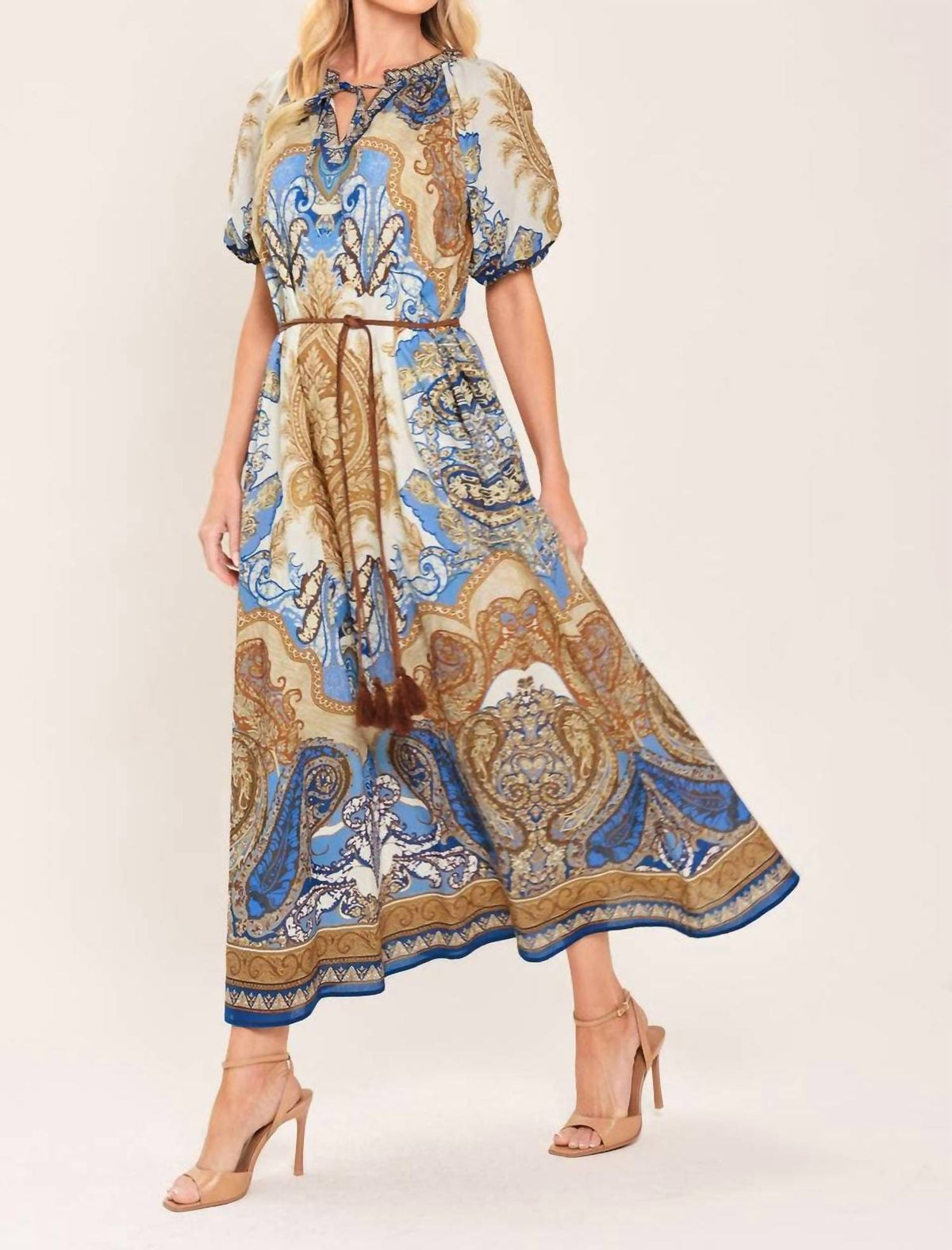Flying Tomato - Women's Paisley Woven Midi Dress
