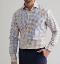 PETER MILLAR North Coast Crown Lite Cotton Stretch Shirt in evening tide - men's shirt - detail view