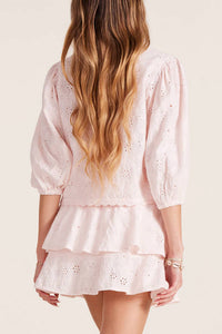 Bobi - TIE FRONT CROP BALLON SLEEVE TOP