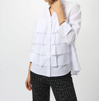 Joseph Ribkoff - Tiered Ruffles Button Front Blouse