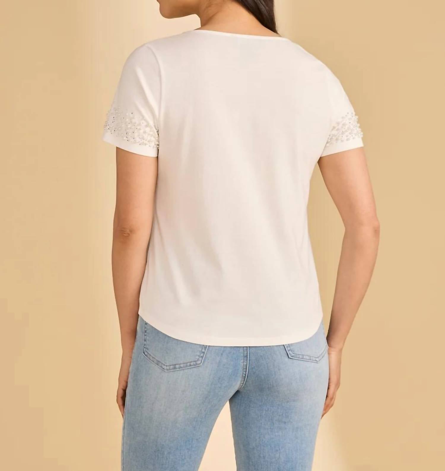 Fdj - Pearl Embellished V-neck Top
