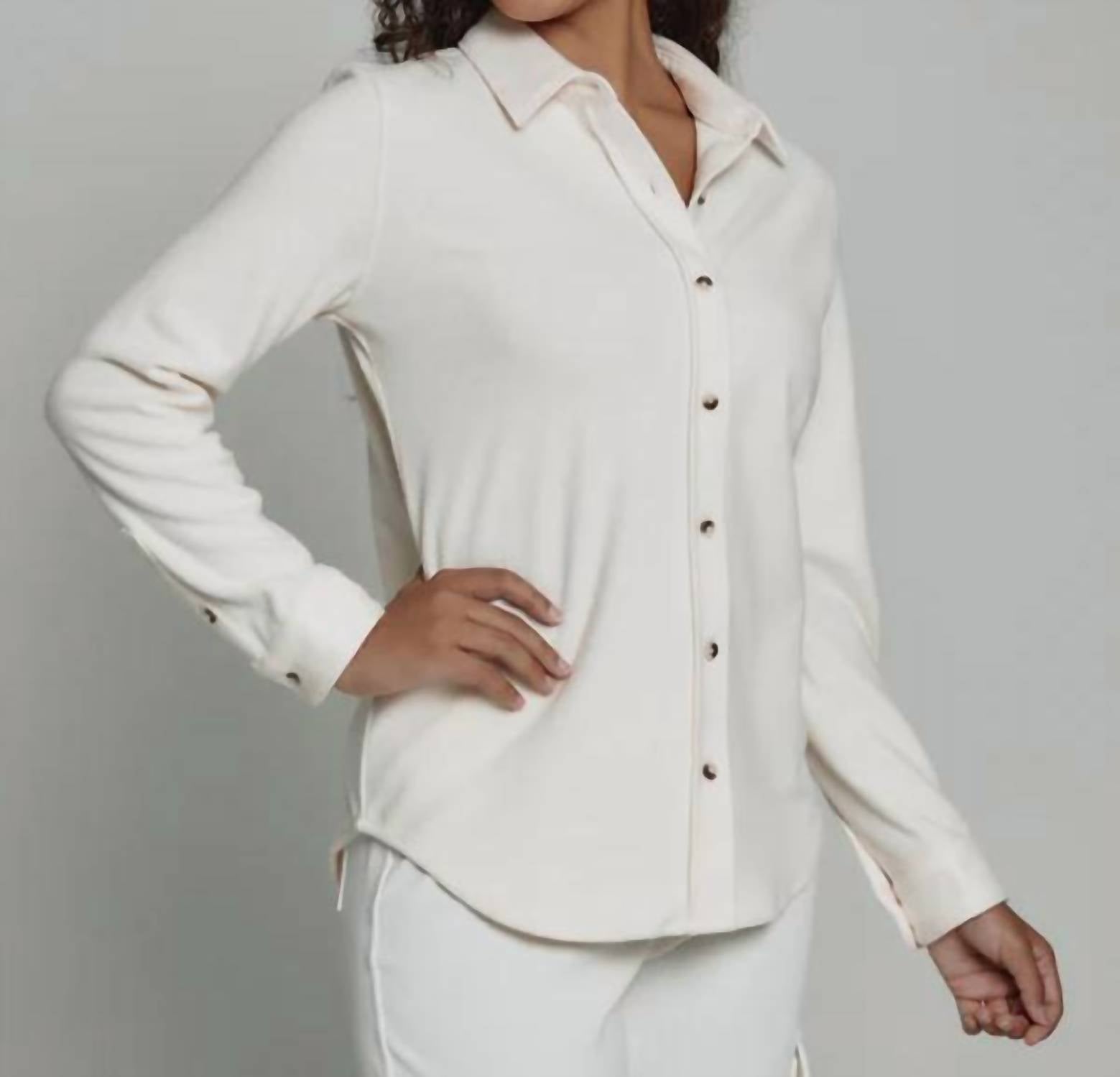 7Diamonds Generation Twill Button Down in birch - women's shirt