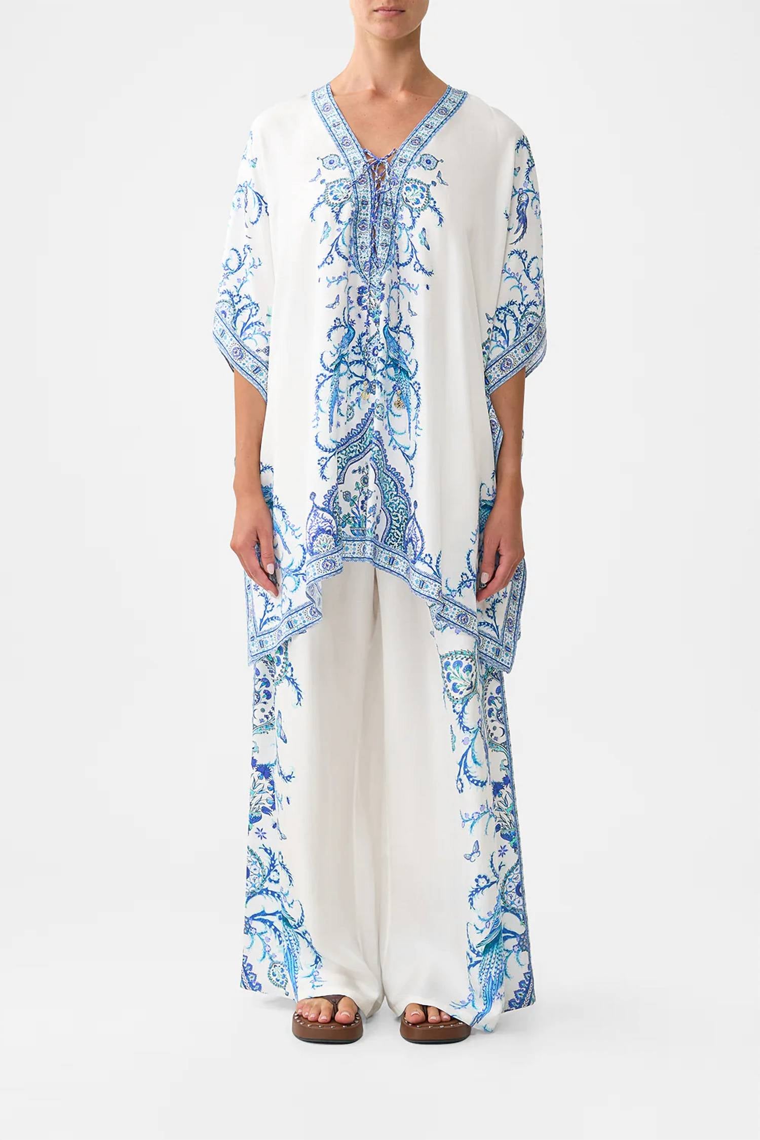 Camilla - Short Lace Up Kaftan Top