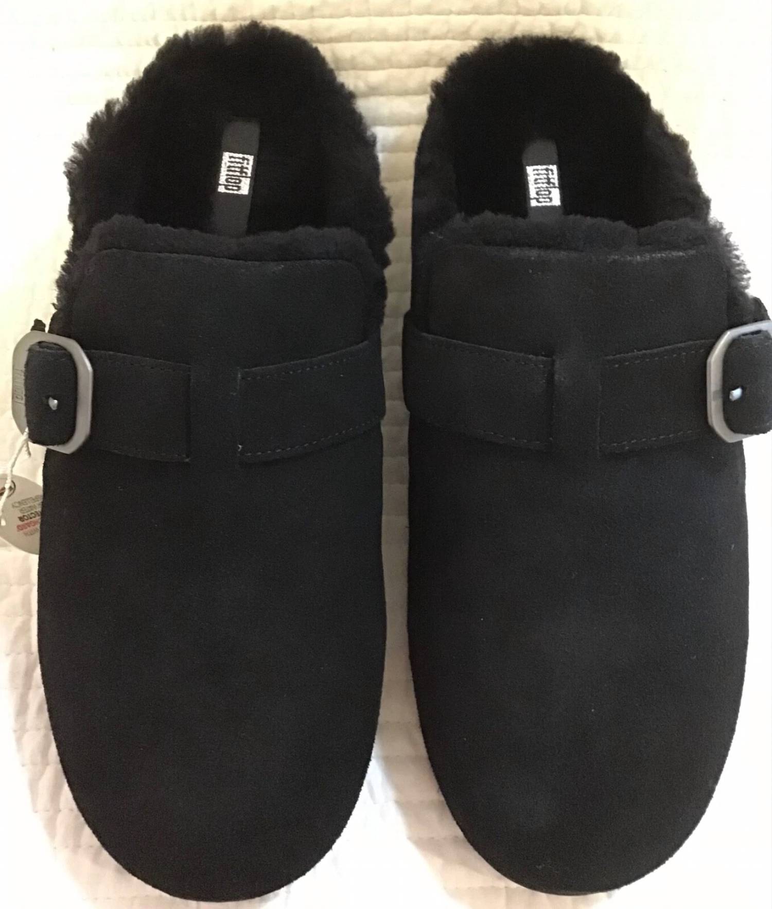 Fitflop - Women's Chrissie Buckle Suede Shearling Slippers
