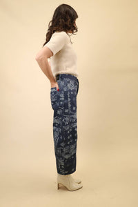 Free People - Women's Good Luck Printed Barrel Jeans