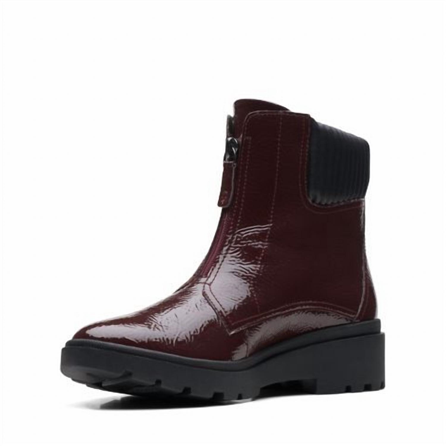 Clarks Women's Calla Zip Ankle Boots in burgundy - women's shoe - view 4