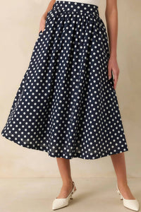 Prosperina Erica Polka Dot Mini Skirt in navy - women's skirt