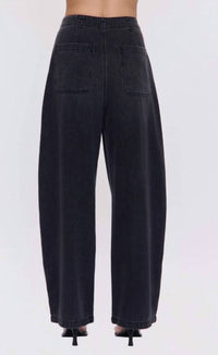 PISTOLA Women's Lottie High Rise Relaxed Bowed Leg Pants in black - women's jeans - alternate view