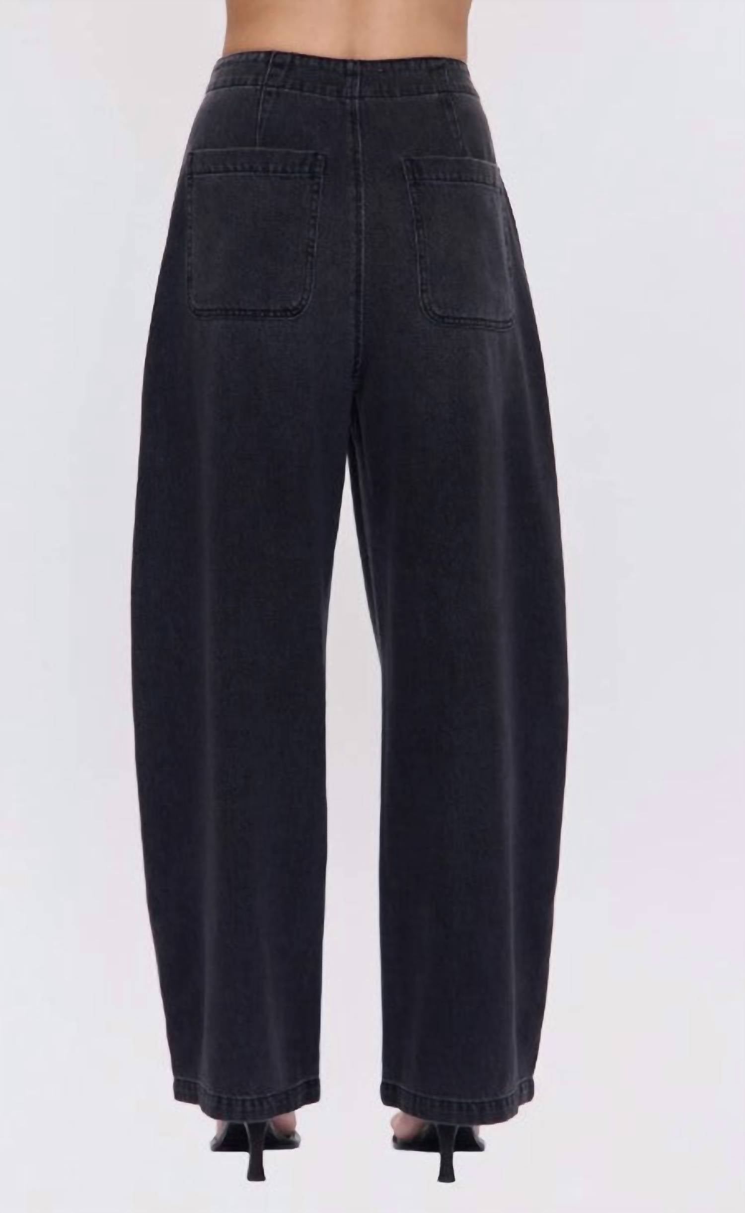 PISTOLA Women's Lottie High Rise Relaxed Bowed Leg Pants in black - women's jeans - alternate view
