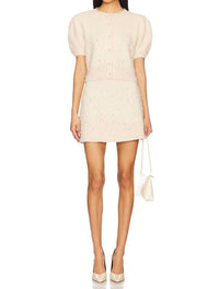 ASTR Joly Pearl Embellished Mini Skirt in soft blush - women's skirt - view 5