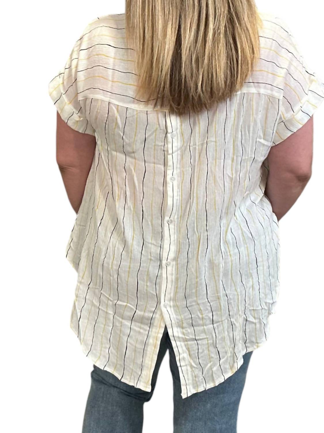 Sew In Love - Button Back Stripe Top