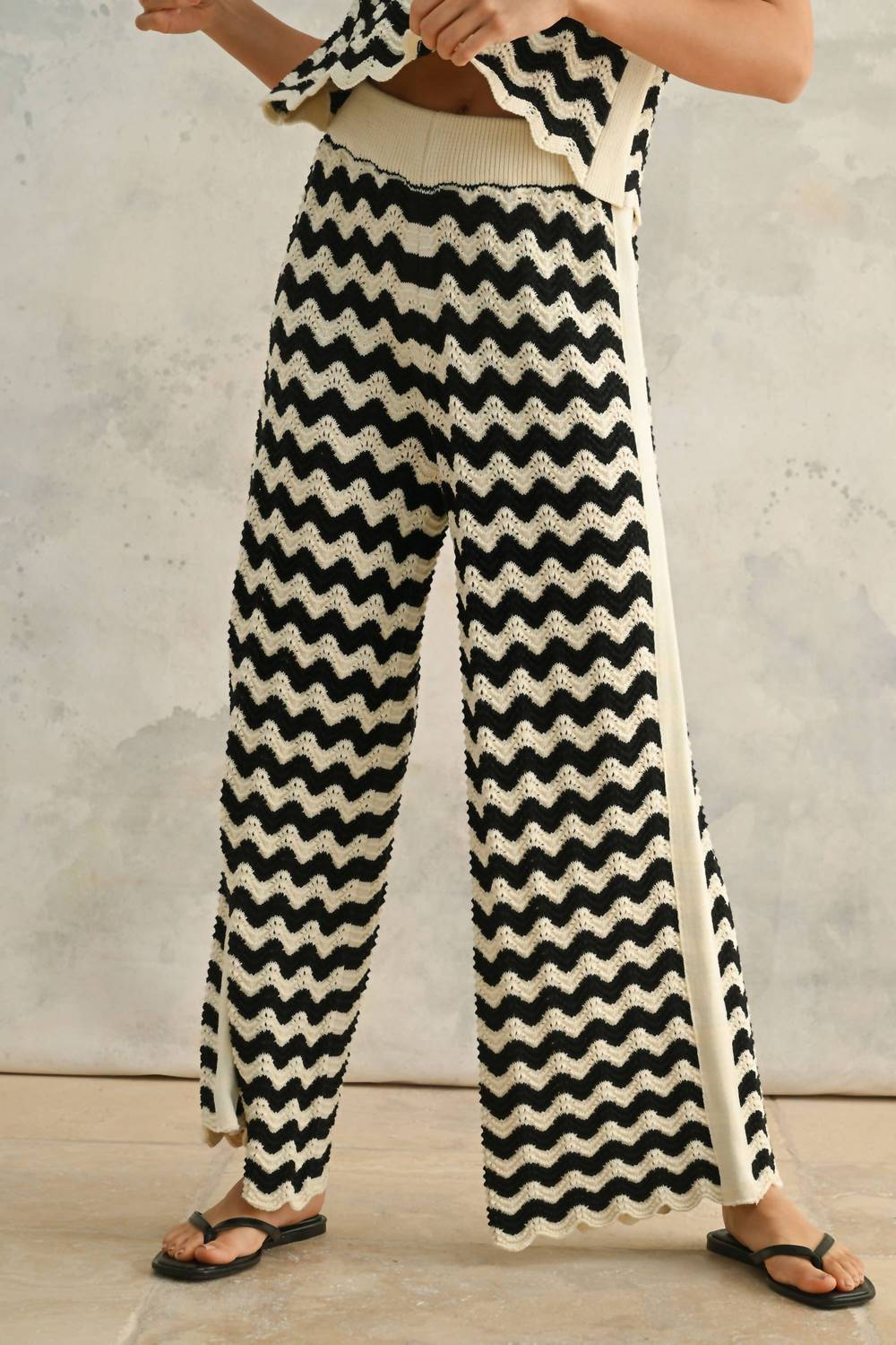 Miou Muse - Color Combo Crochet Knitted Pants