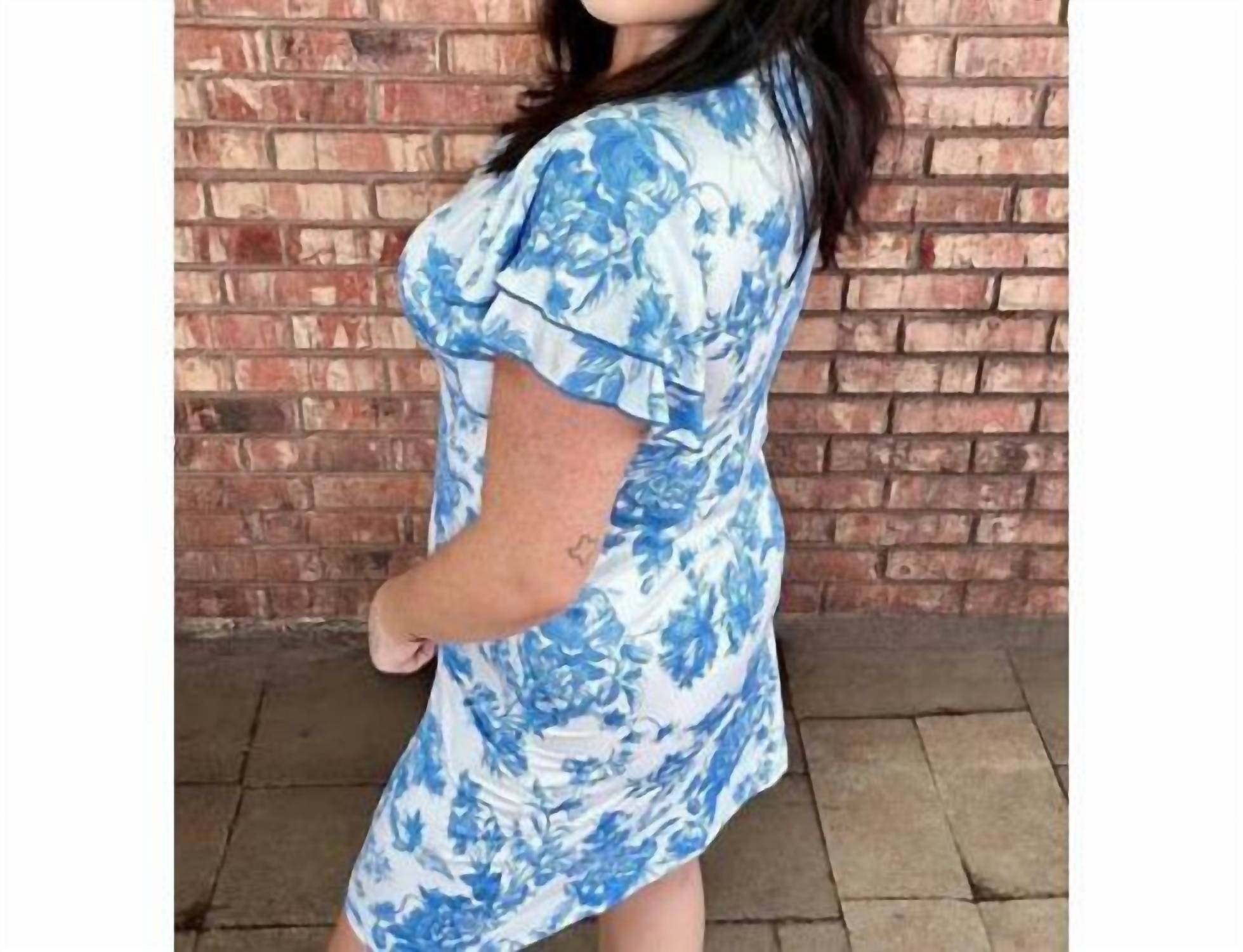 Sterling Kreek Women's Sweet Melodies Floral Dress in blue - women's dress - detail view