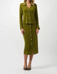 Joseph Ribkoff - Moss Crepe Fitted Long Sleeve Top
