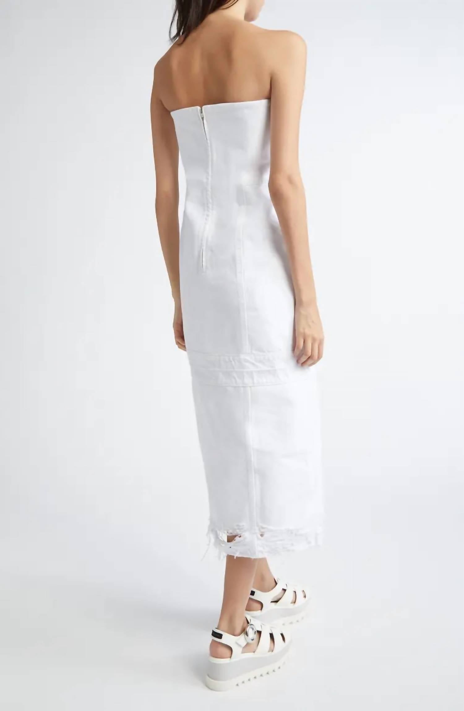 Stella Mccartney - Distressed Denim Bustier Dress