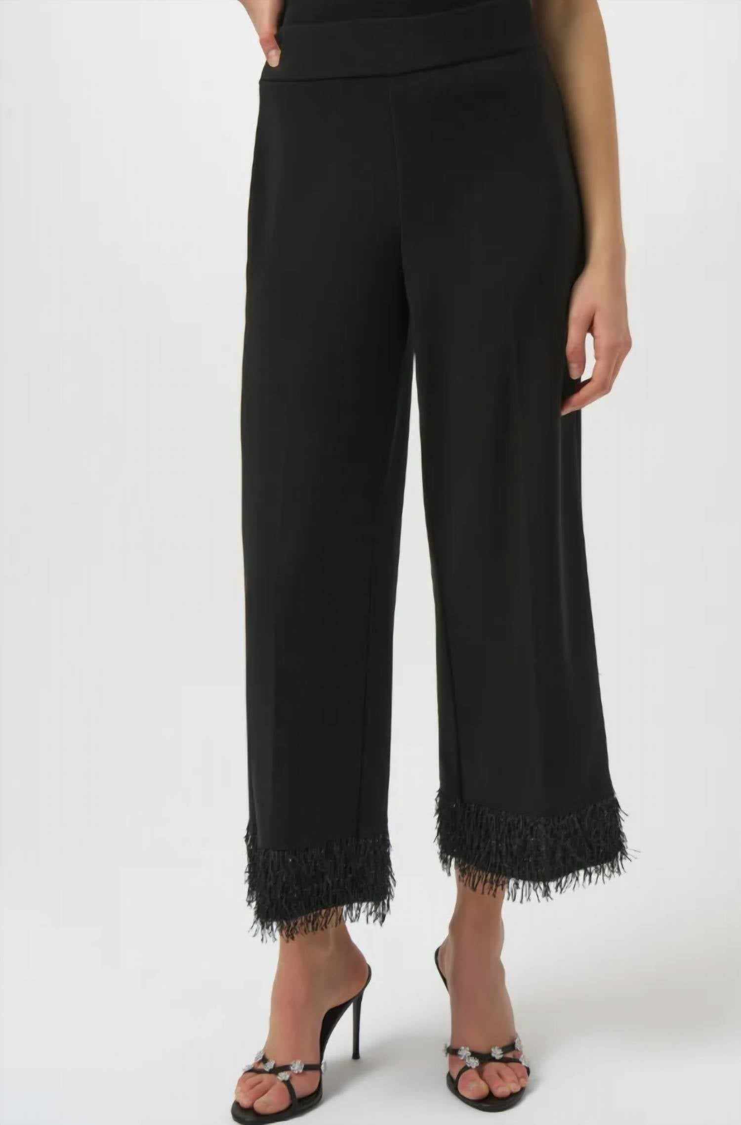 Joseph Ribkoff - Culotte Pants With Novelty Fringe Hem