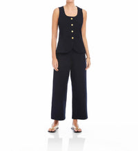 Fifteen Twenty June Button Up Vest in navy - women's jacket - detail view