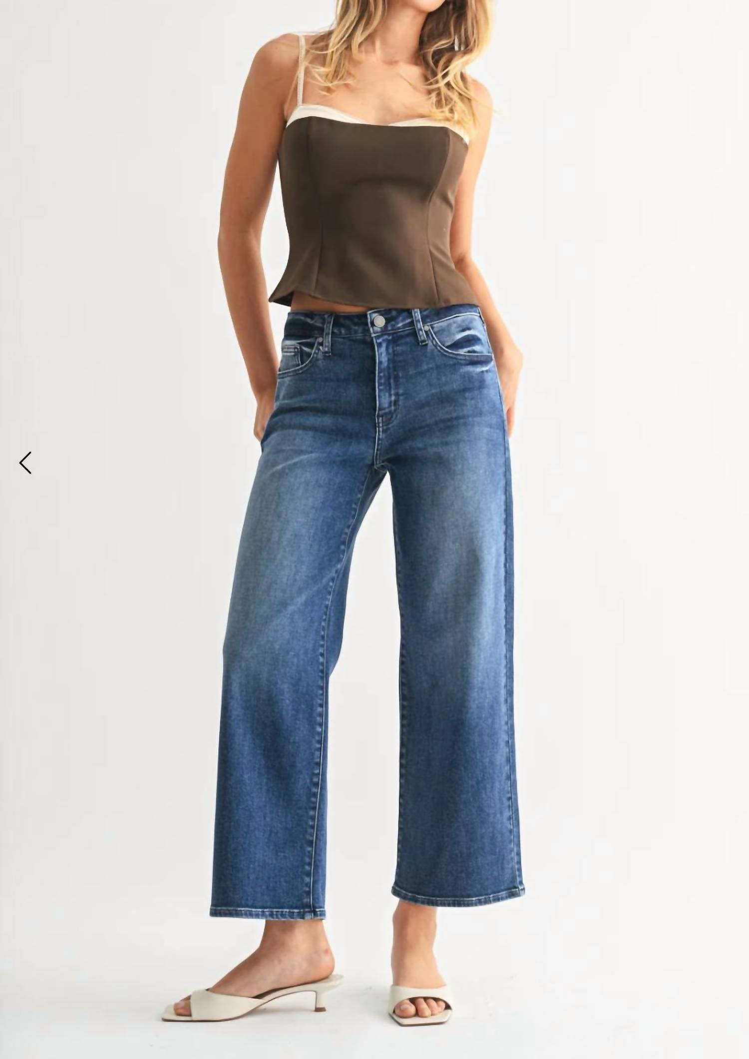 Just Black Denim - Slim Wide Leg Jeans - Petite