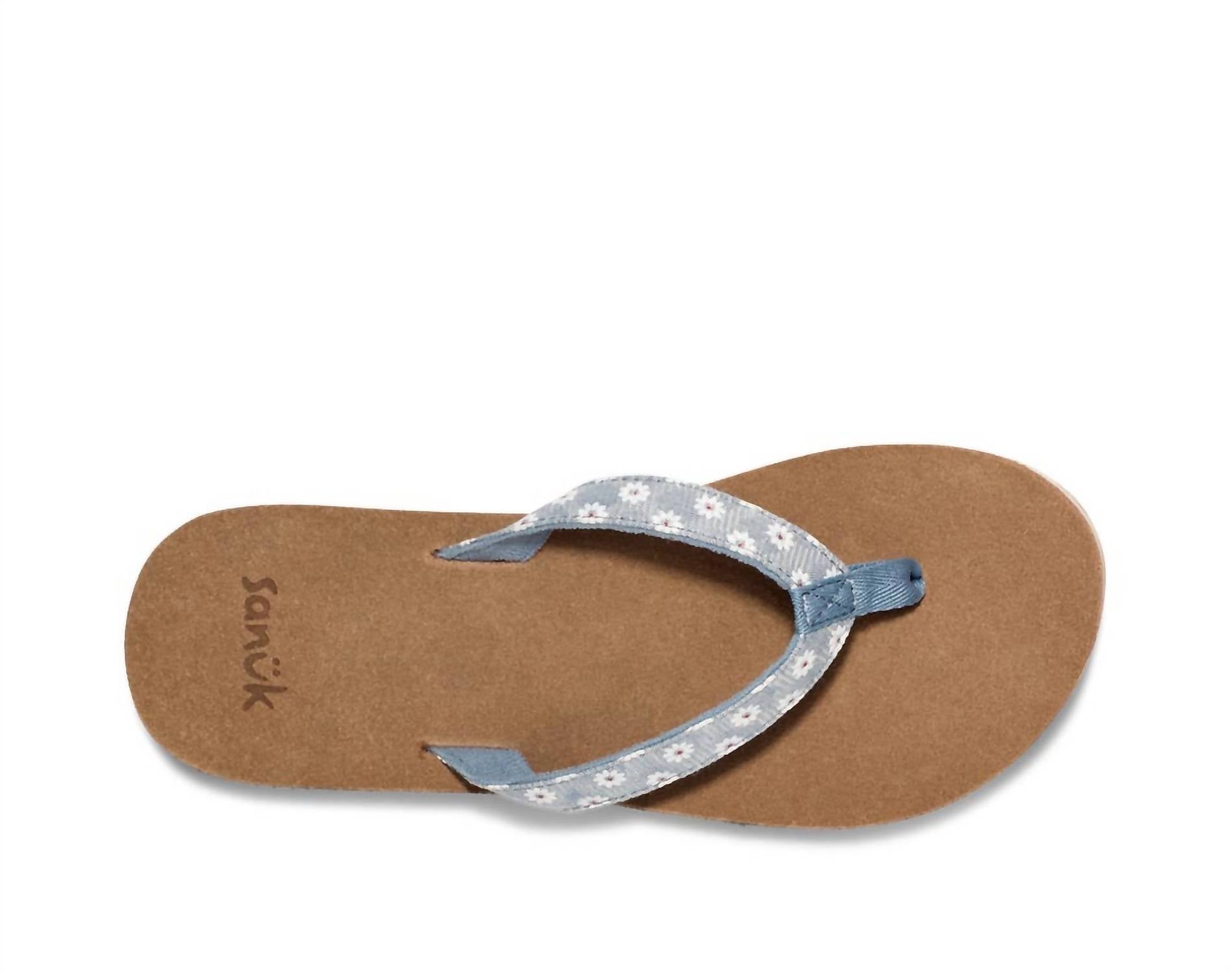 SANUK Women's Happy Placer Sandal in white daisy - women's sandal - detail view