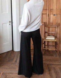 EMERSON FRY Boxy V Neck Sweater in birch wool 1 - women's sweater - detail view