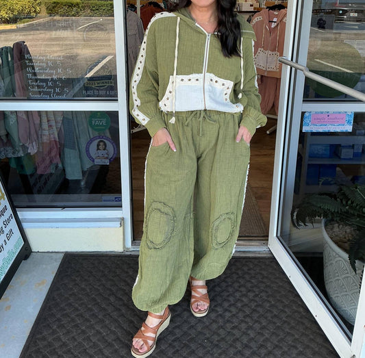 Pol - Vintage Wash Jogger With Stud Trim