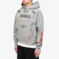 Rhude Scribble Print Oversized Hoodie in gray - men's shirt - alternate view